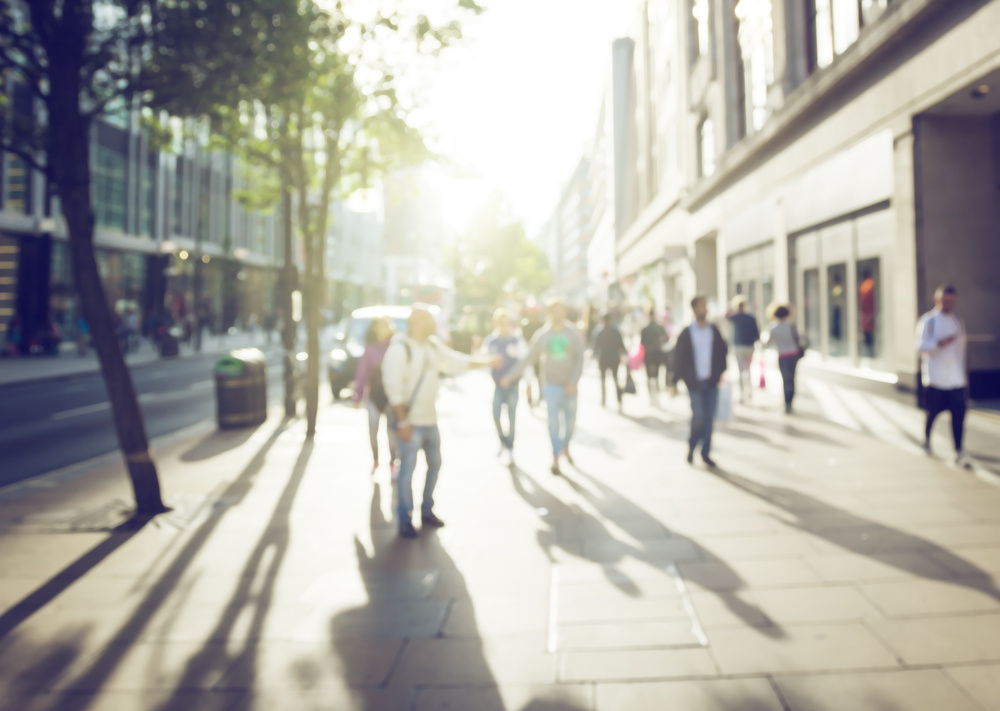 people in bokeh, street of London-1